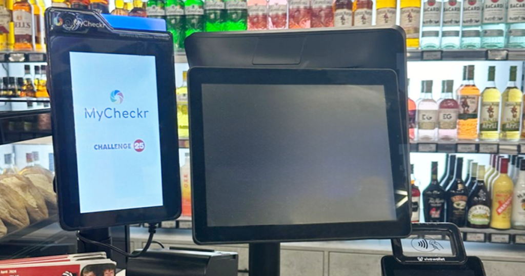 My Checkr age verification device being used in retail store